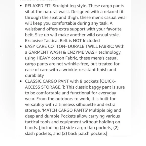 Men's Cargo Pants 34x31 - Picture 5 of 5